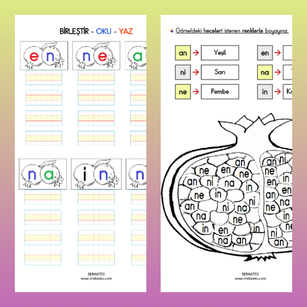 1. Sınıf İlkokuma Yazma - N Sesi Hece Etkinliği-1