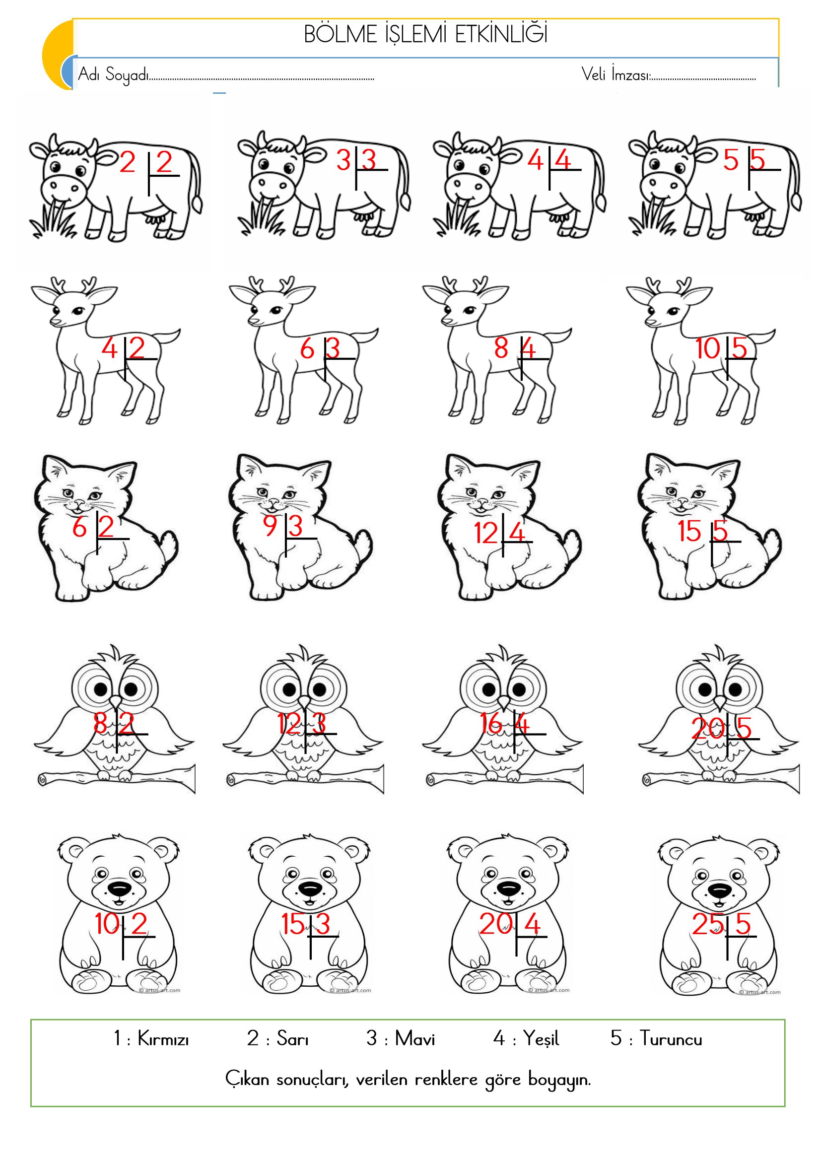 2.Sınıf - Matematik Bölme İşlemi Etkinliği-1