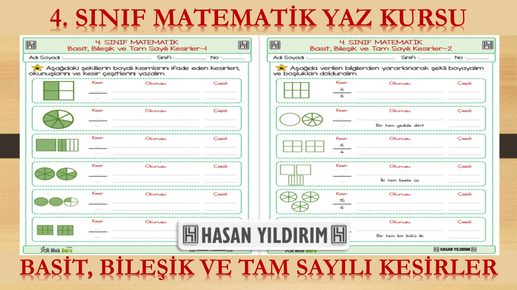 4.Sınıf Matematik Yaz Kursu - Basit, Bileşik ve Tam Sayılı Kesirler (4.Sınıfa Hazırlık)