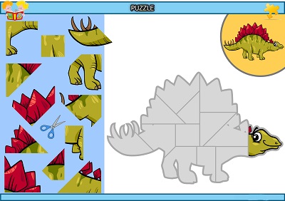 Kes yapıştır dinozor puzzle etkinlik