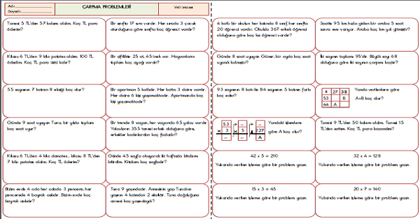 3.Sınıf - Matematik Çarpma İşlemi Problemleri-21
