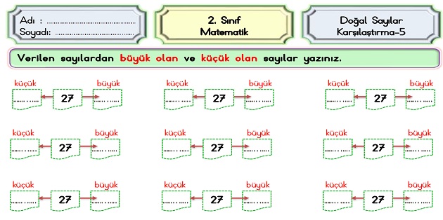 2.Sınıf Matematik Doğal Sayılar-Karşılaştırma Etkinliği-5