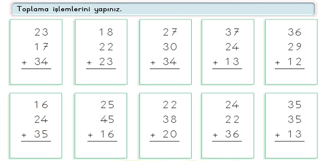 2.Sınıf Matematik Toplama İşlemi Eldeli Toplama Etkinliği -4
