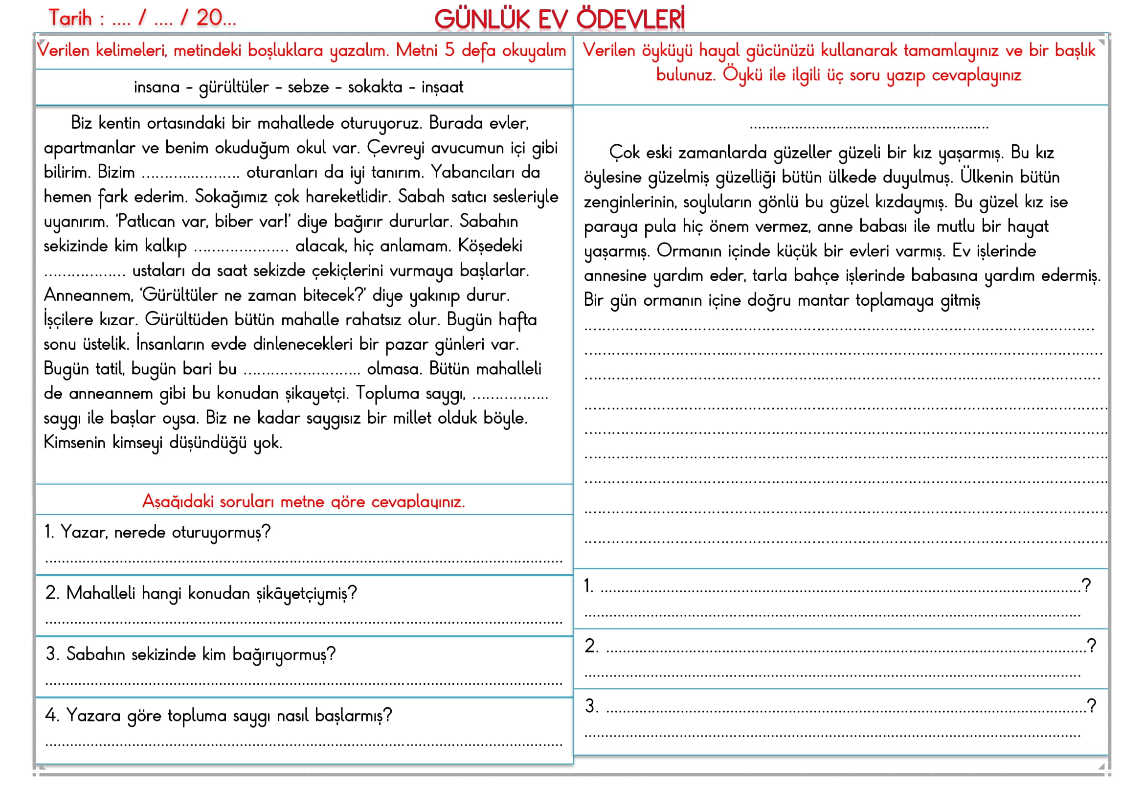 2.Sınıf 09 Nisan 2025 Günlük Ev Ödevi