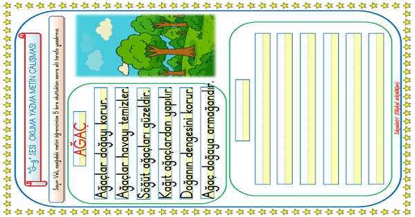 1. Sınıf İlk Okuma Yazma Ğ-ğ Sesi Metin Okuma Yazma Çalışması
