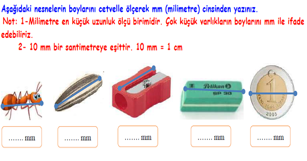 4.Sınıf Matematik Uzunluk Ölçülerinin Kullanım Alanları Etkinliği