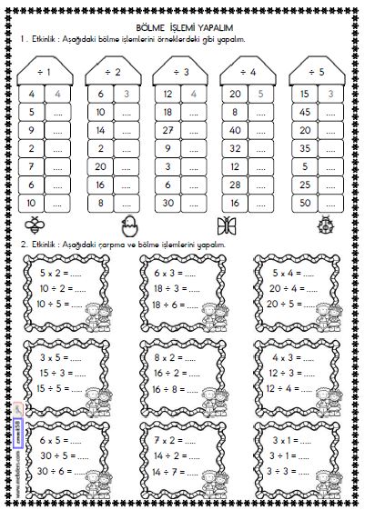 2. Sınıf Matematik Bölme İşlemi  Etkinliği