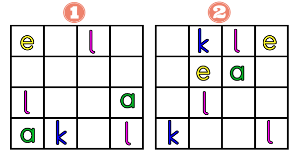 1.Sınıf İlk Okuma Yazma (K-k Sesi) Sudoku-elak-4×4