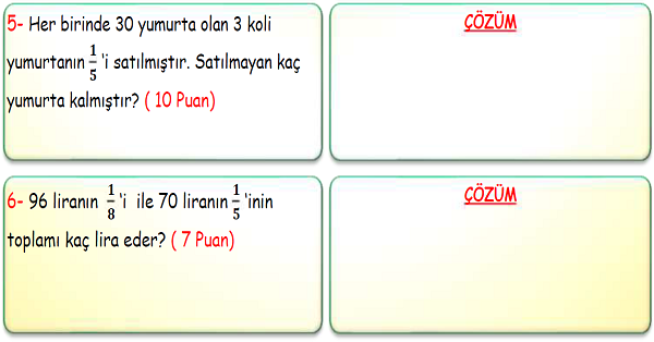 3.Sınıf Matematik Kesir Problemleri-4