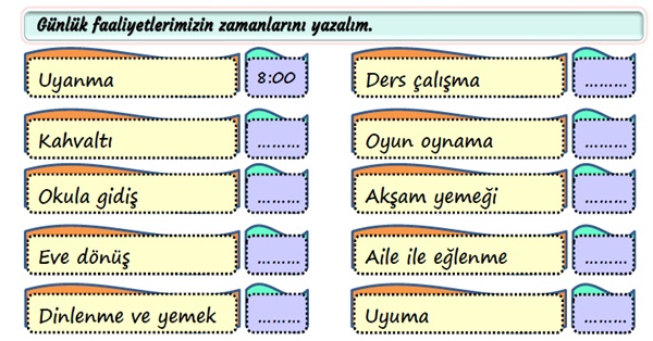 2.Sınıf Hayat Bilgisi Planlı Hayat Çok Rahat Etkinliği