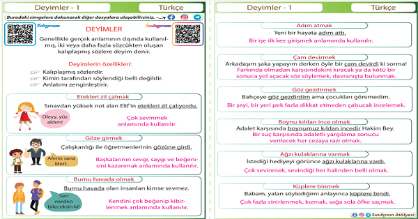 4.Sınıf Türkçe Deyimler Etkinliği