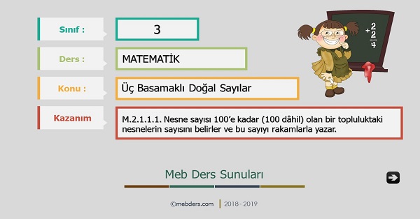 3.Sınıf Matematik Üç Basamaklı Doğal Sayılar Sunusu