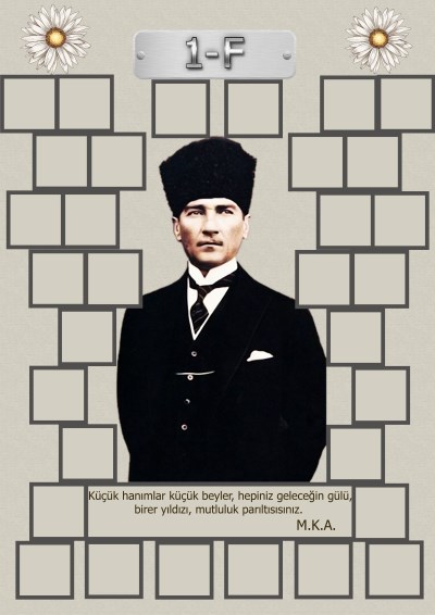 Model 15, 1F şubesi için Atatürk temalı, fotoğraf eklemeli kapı süslemesi - 32 öğrencilik