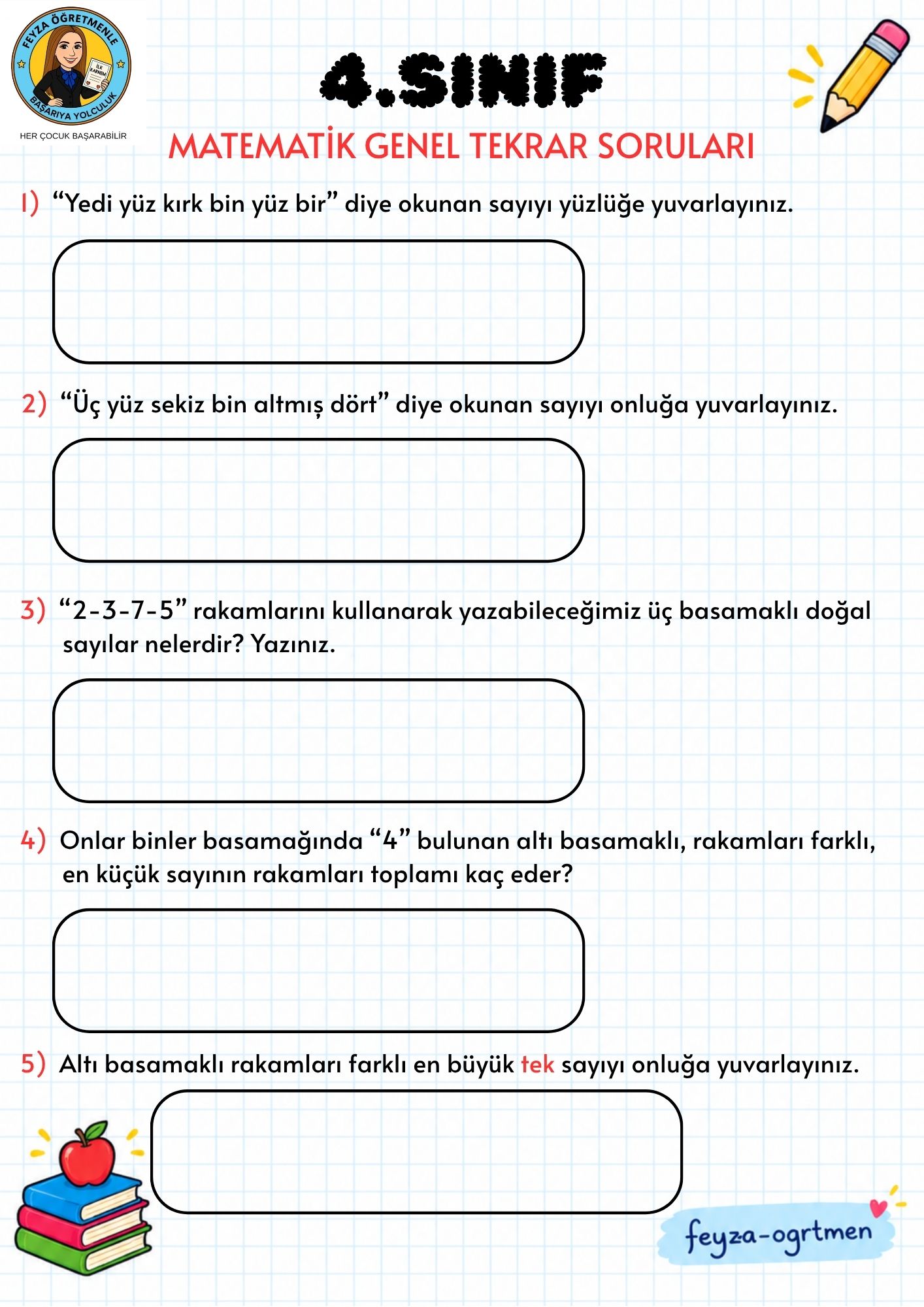 4. Sınıf Bir Aylık Konu Değerlendirme Etkinliği