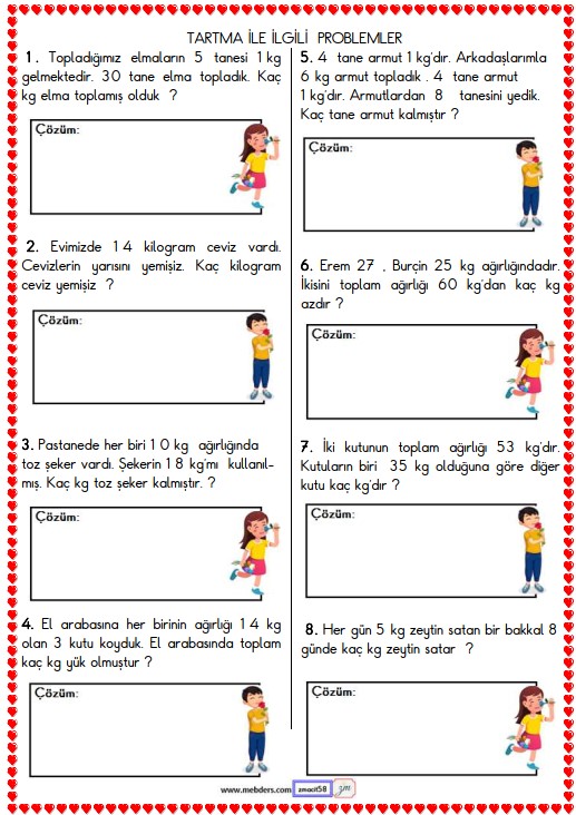 2. Sınıf Matematik Tartma ile İlgili Problemler Etkinliği 4