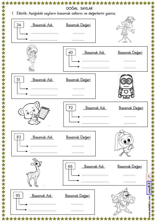 2. Sınıf Matematik Basamak Adı ve Basamak Değeri Etkinliği 2