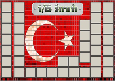 Model 54, 1B şubesi için Türk bayraklı fotoğraf eklemeli kapı süslemesi - 40 öğrencilik