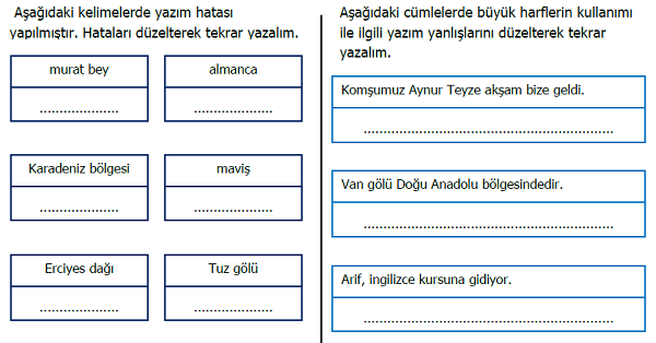 4.Sınıf Türkçe Yazım Kuralları (Büyük Harflerin Kullanımı) Etkinliği 11