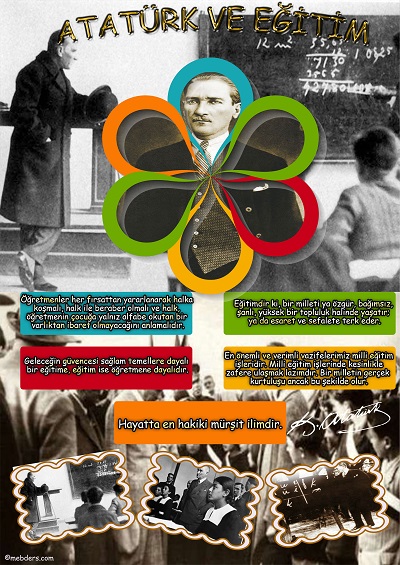 A3 Boyutunda Atatürk ve Eğitim Afişi
