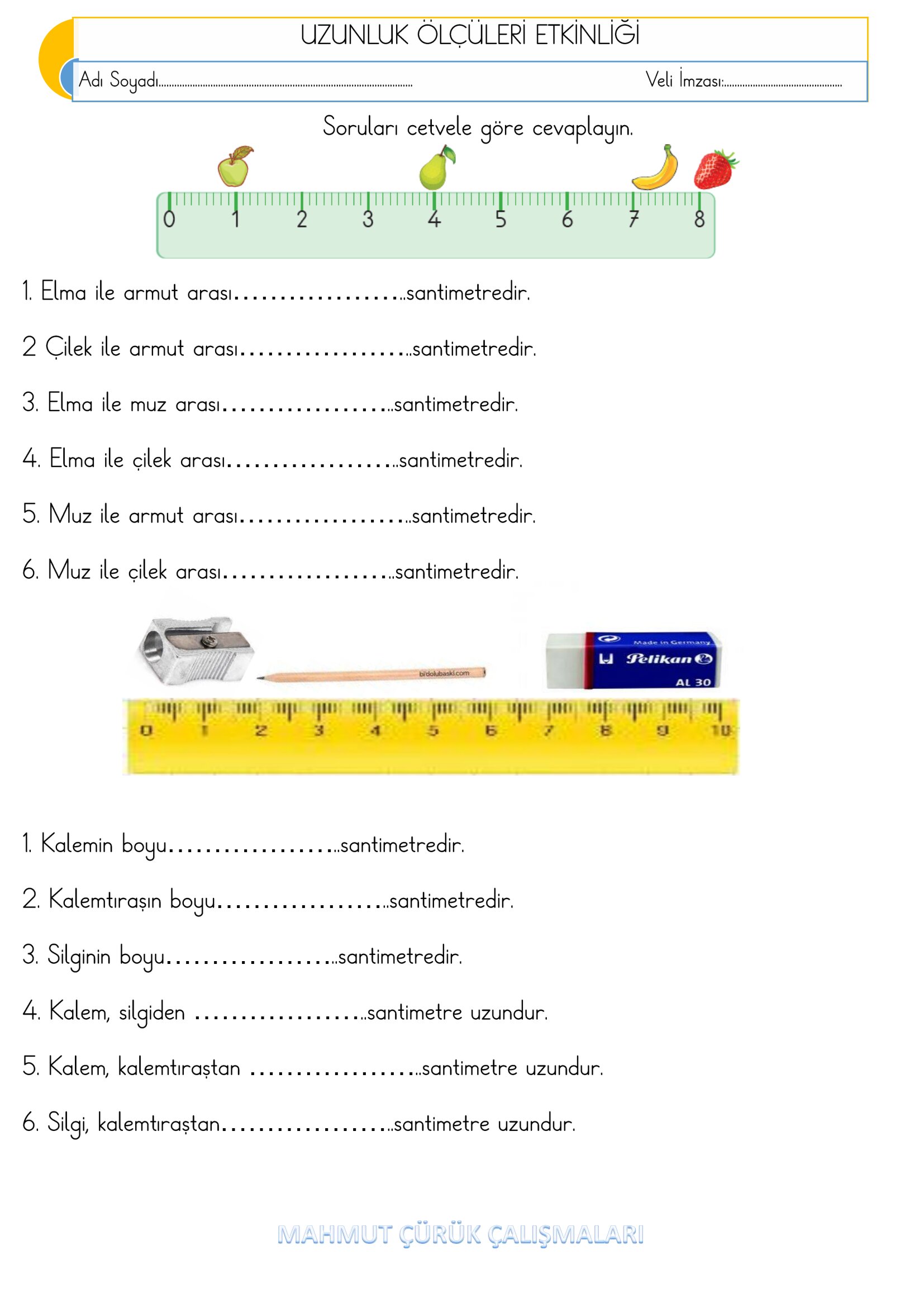 2.Sınıf - Matematik - Metre ve Santimetre Etkinliği -2