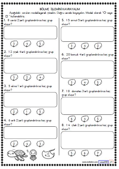 2. Sınıf Matematik Bölme İşlemini Kavrayalım Etkinliği 4