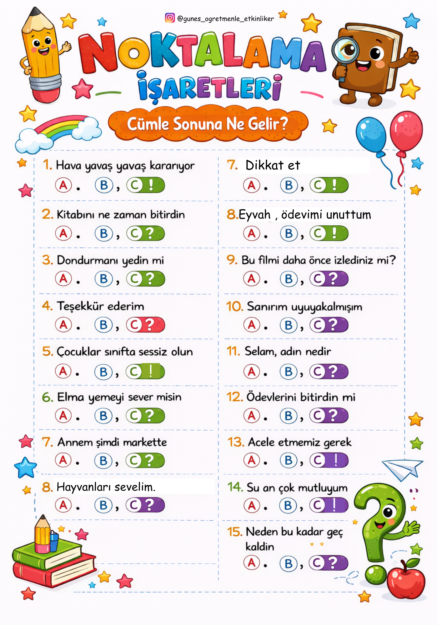 1.Sınıf Noktalama işaretleri