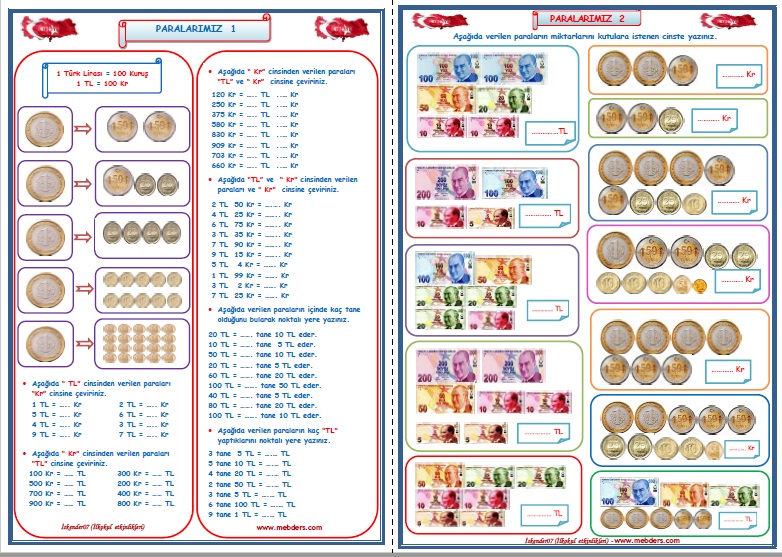 3.Sınıf Matematik Paralarımız 1-2   (2 Sayfa)