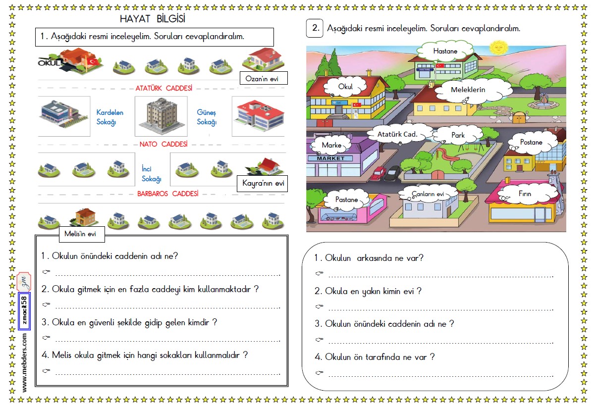 2. Sınıf Hayat Bilgisi Okulumuzun Yeri Etkinliği