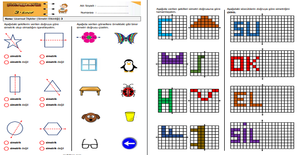 3.Sınıf Matematik Uzamsal İlişkiler (Simetri Etkinliği) 3