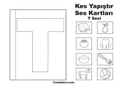 1.Sınıf İlk Okuma Kes Yapıştır Ses Kartı - T Sesi