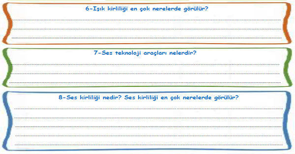 4.Sınıf Fen Bilgisi Aydınlatma ve Ses Teknolojileri Ünitesi Soru-Cevap Etkinlikleri