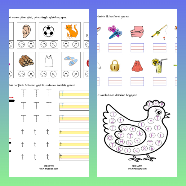 1. Sınıf İlkokuma Yazma - T Sesi Etkinliği - 1