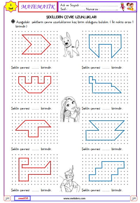 3. Sınıf Matematik Şekillerin Çevre Uzunlukları Etkinliği 13
