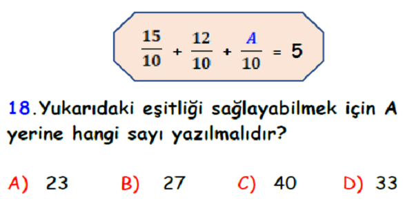 4.Sınıf Matematik Kesirler Yaprak Test-12