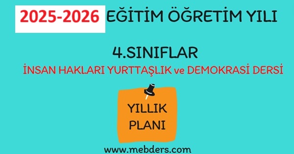 2025-2026 Eğitim Öğretim Yılı 4. Sınıf Demokrasi, İnsan Hakları ve Yurttaşlık Dersi Yıllık Planı( Hecce Yayınları)