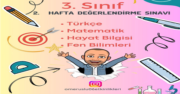 3. Sınıf Haftalık Kazanım Değerlendirme Testi 2.Hafta (18-22 Eylül)