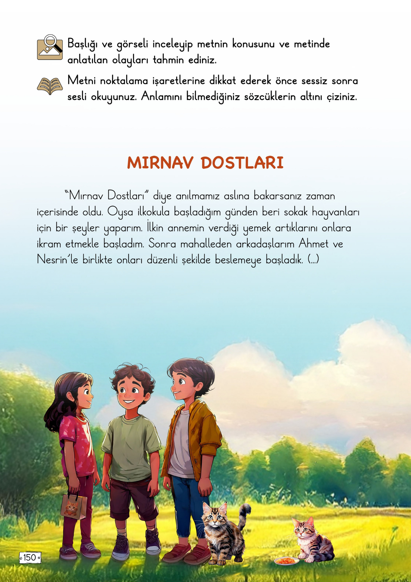 2.Sınıf Türkçe Meb Yayınları Mırnav Dostları Metni Etkinlik Cevapları