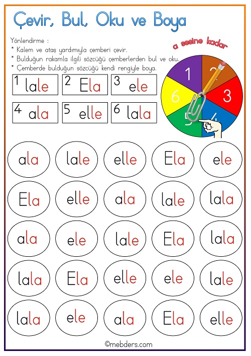Çevir, Bul, Oku ve Boya Etkinliği - A Sesine Kadar