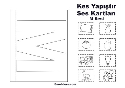 1.Sınıf İlk Okuma Kes Yapıştır Ses Kartı - M Sesi