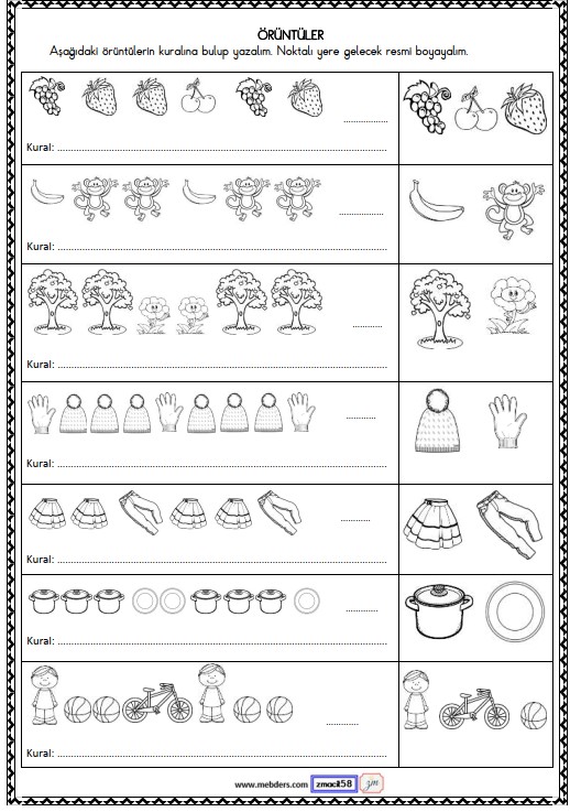 1. Sınıf Matematik Örüntüler Etkinliği 8