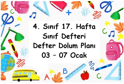4. Sınıf Defter Dolum Planı ( 17. Hafta / 03 - 7 Ocak ) ( Türkçe Özgün Yayınları )