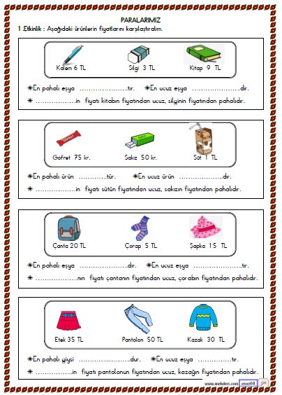 2. Sınıf Matematik Paralarımız Etkinliği 7