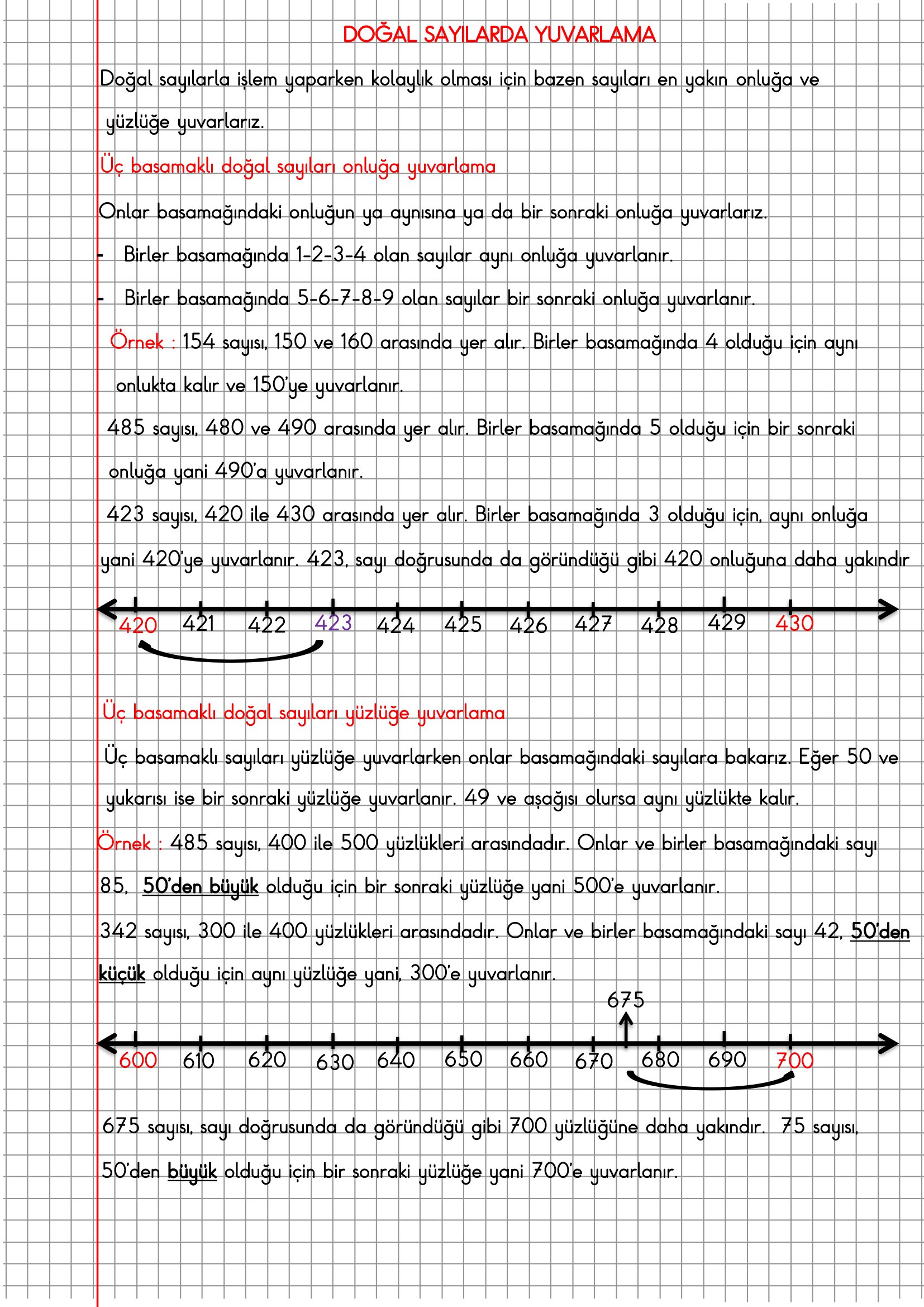 3.Sınıf Matematik Kareli Defterde Doğal Sayılarda Yuvarlama Konu Anlatımı