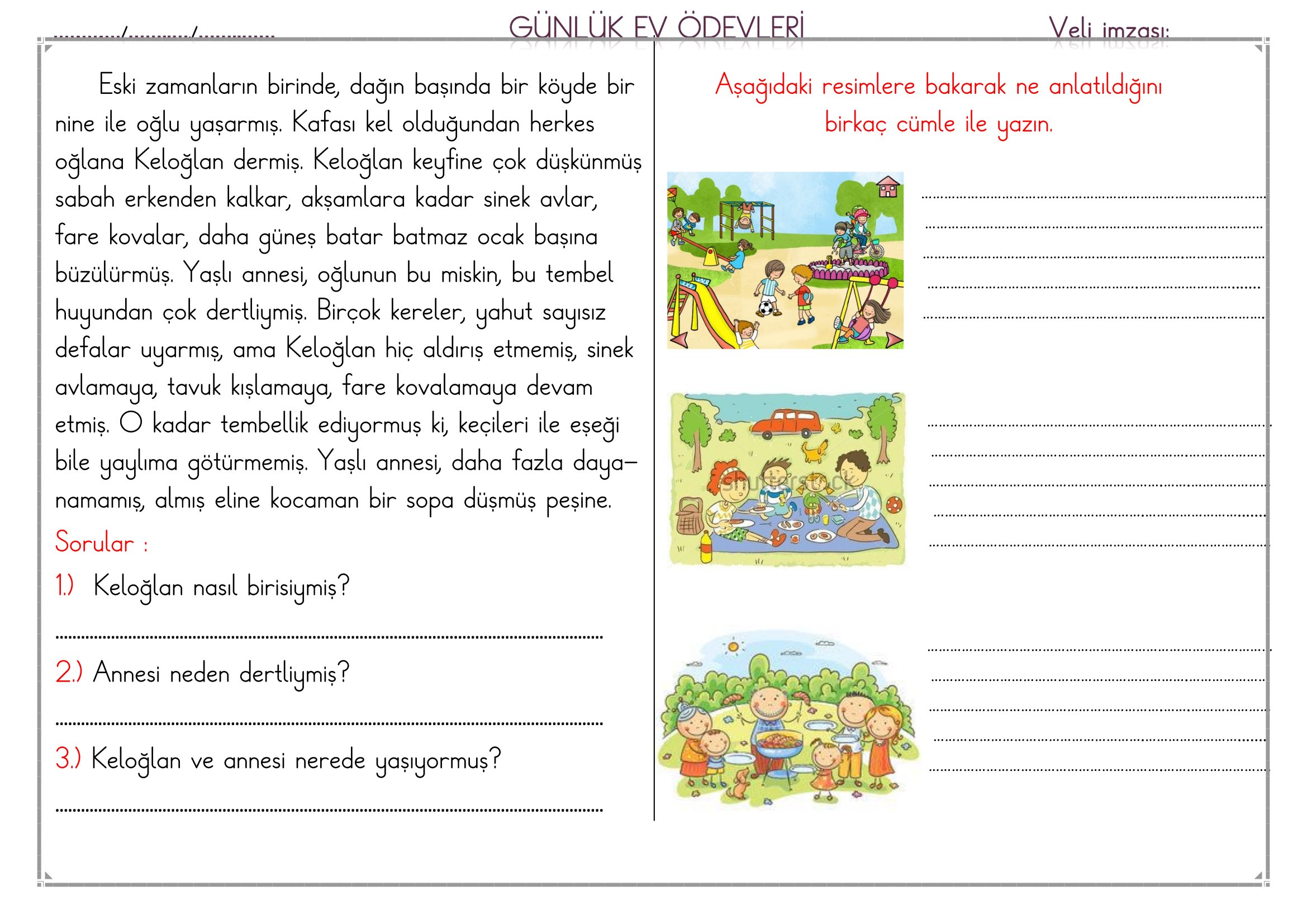 1.Sınıf - 26 Şubat 2026 Günlük Ev Ödevleri