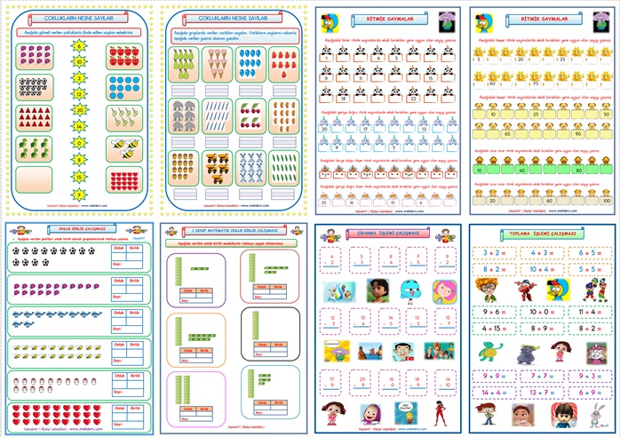 1.Sınıf Matematik  Dersi  Yarıyıl Tatili Ödevi (8 Sayfa)