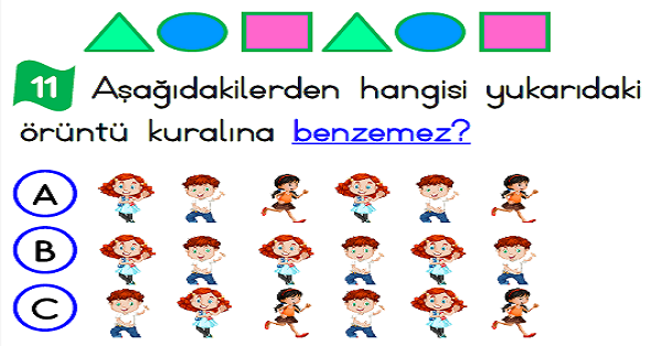 1.Sınıf Matematik Geometrik Örüntüler Yaprak Test