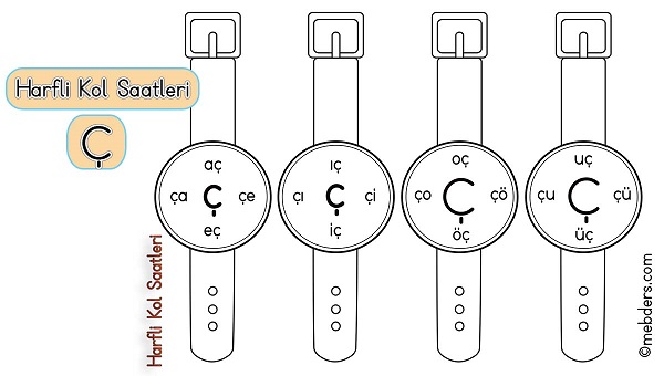 1.Sınıf İlkokuma Harfli Kol Saatleri - Ç Harfi