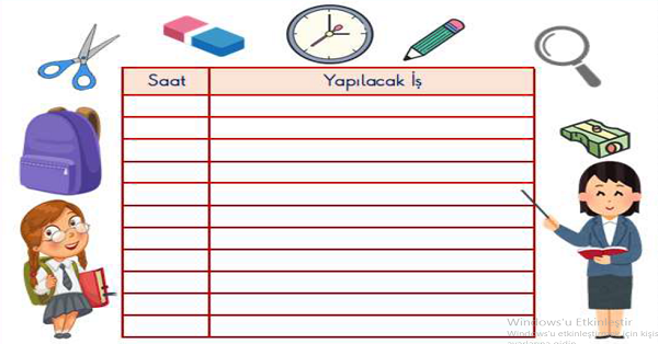 2.Sınıf Hayat Bilgisi Zamanı Planlayabilirim Etkinliği