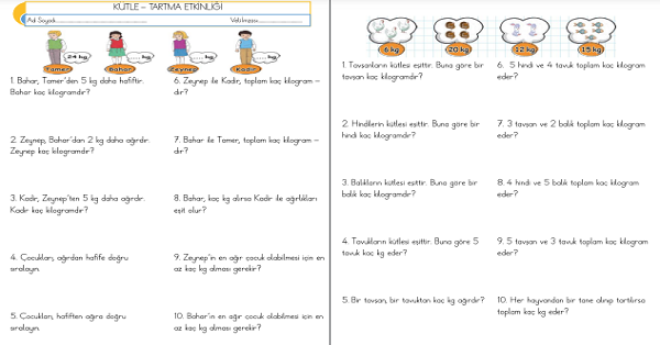 2.Sınıf - Matematik Kütle -Tartma Etkinliği-4