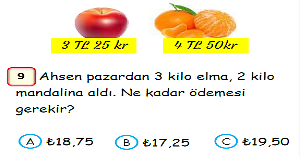 3.Sınıf Matematik Paralarımız Yaprak Test-2